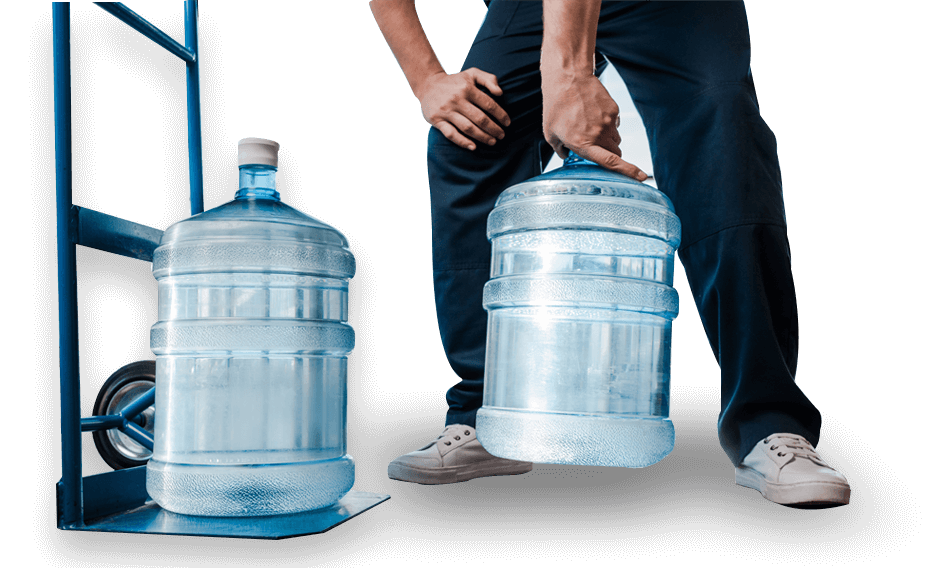 Man delivering large bottles with drinking water.